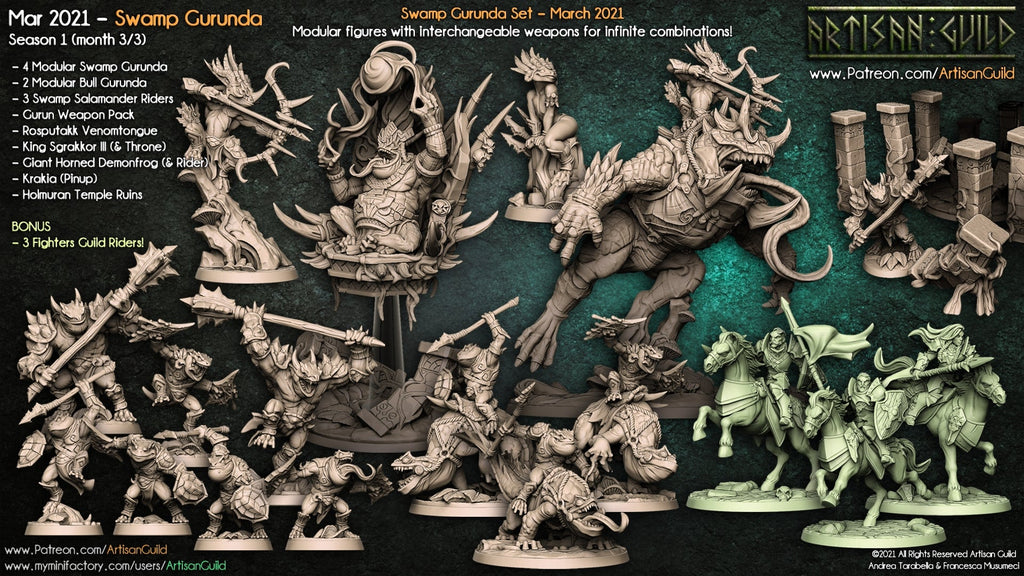 3D Printed Artisan Guild King Sgrakkor III Swamp Gurunda 28mm 32mm