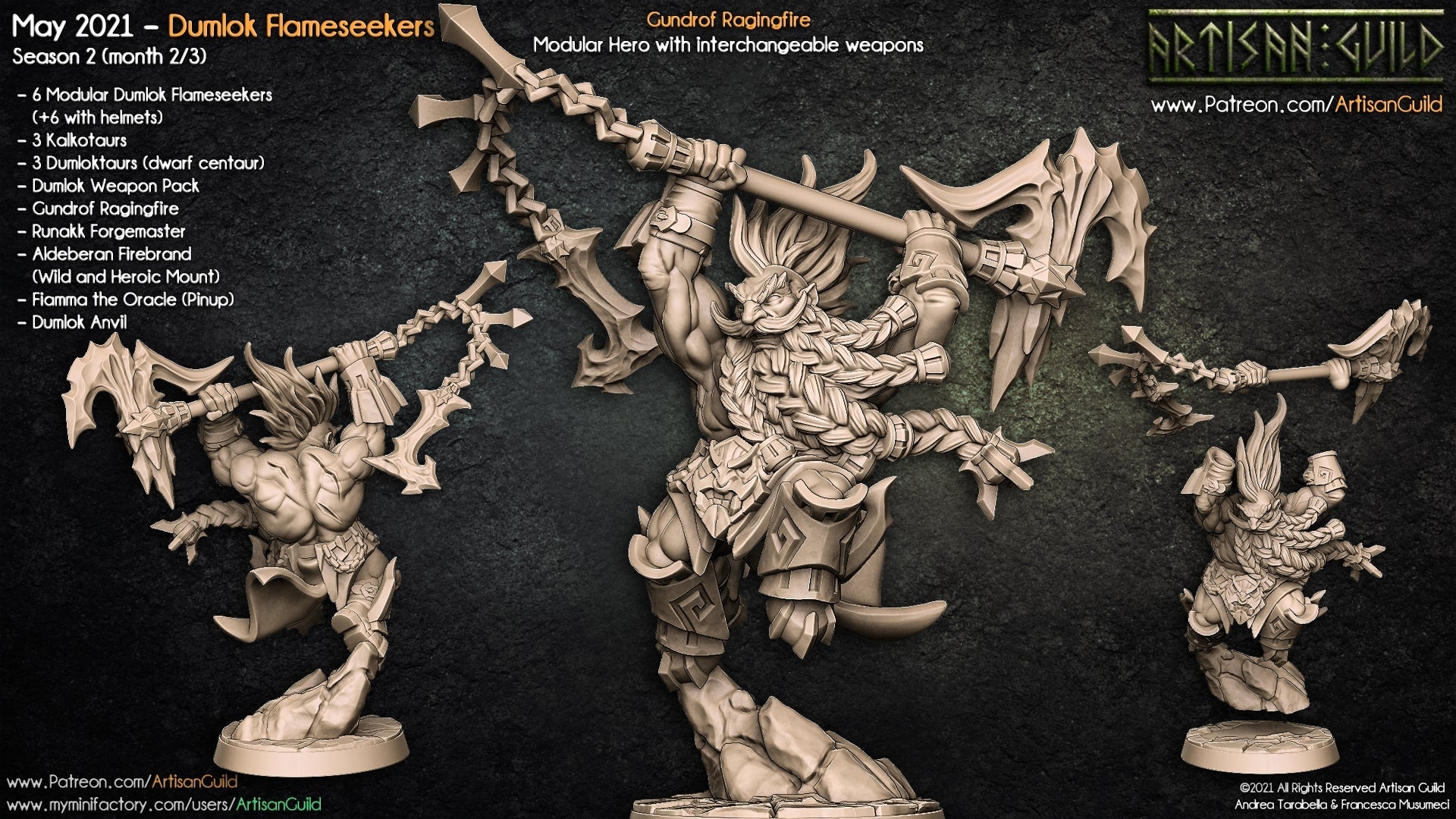 3D Printed Artisan Guild Gundrof Ragingfire Dumlok Flameseekers 28mm 32mm