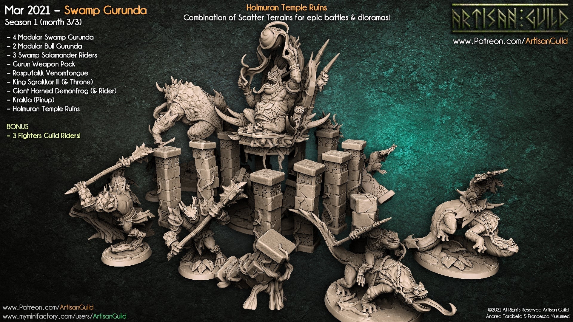 3D Printed Artisan Guild Holmuran Temple Ruins Swamp Gurunda 28mm 32mm