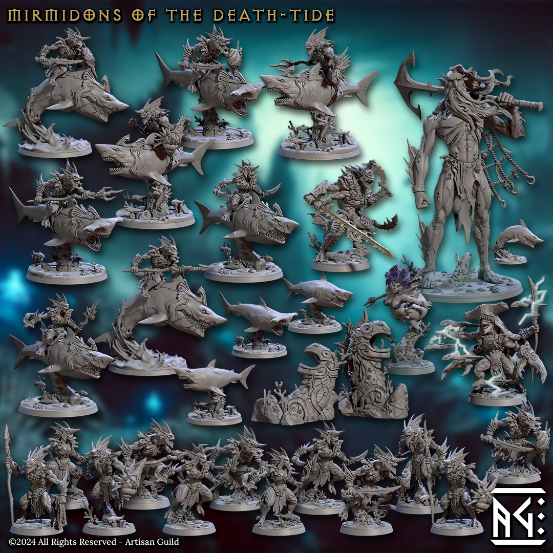3D Printed Artisan Guild Tryphosa Mother of the Sharks Mirmidons of the Death Tide 28mm 32mm