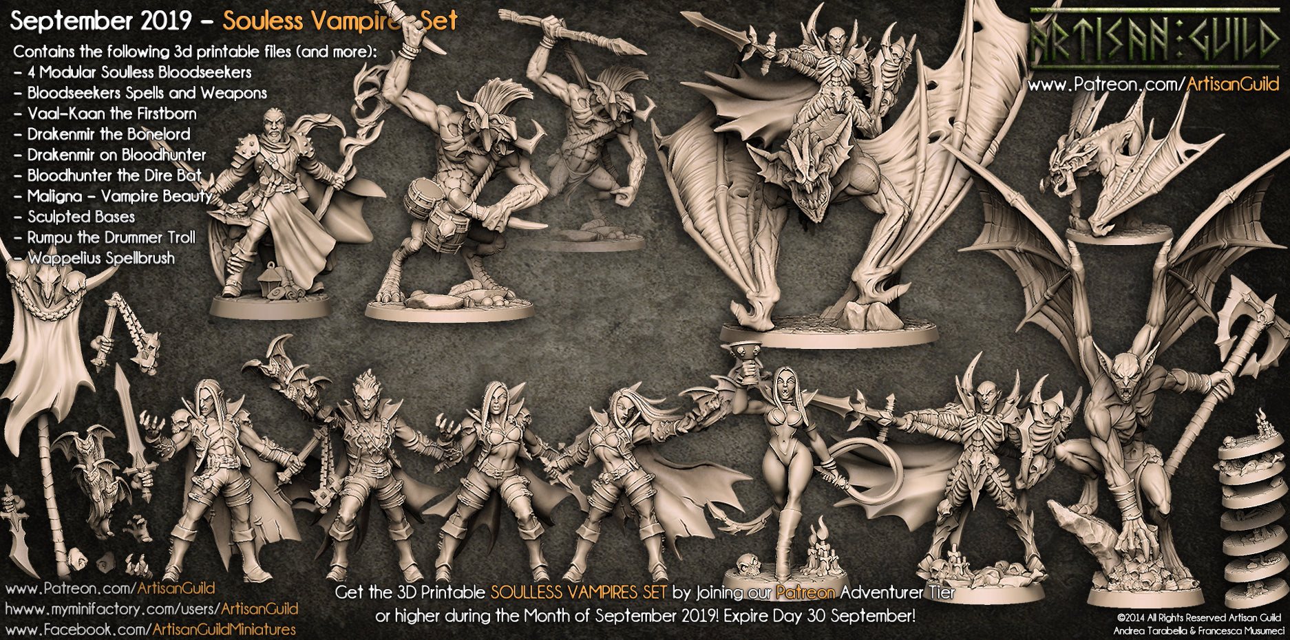 3D Printed Artisan Guild Drakenmir the Bonelord Soulless Vampires Set 28mm 32mm