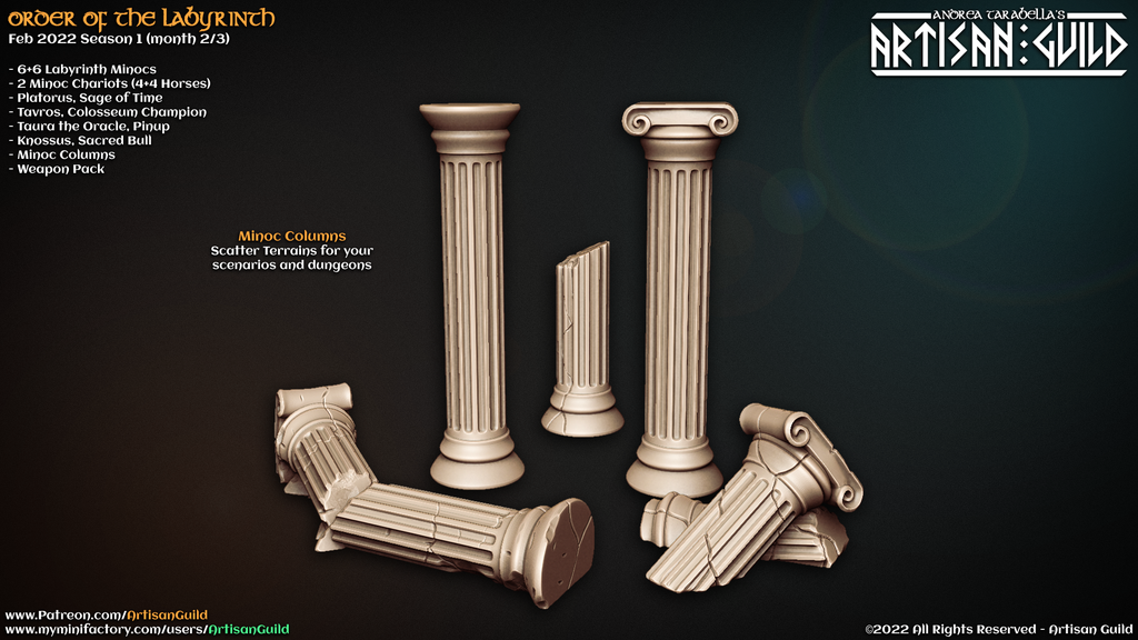 3D Printed Artisan Guild Minoc Columns Order of the Labyrinth 28mm 32mm