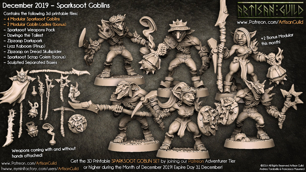3D Printed Artisan Guild Modular Sparksoot Goblin Sparksoot Goblin Set 28mm 32mm