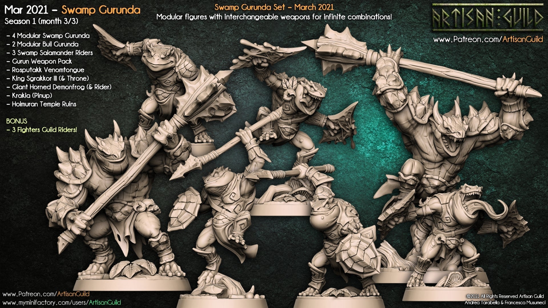 3D Printed Artisan Guild Modulars Gurunda Swamp Gurunda 28mm 32mm