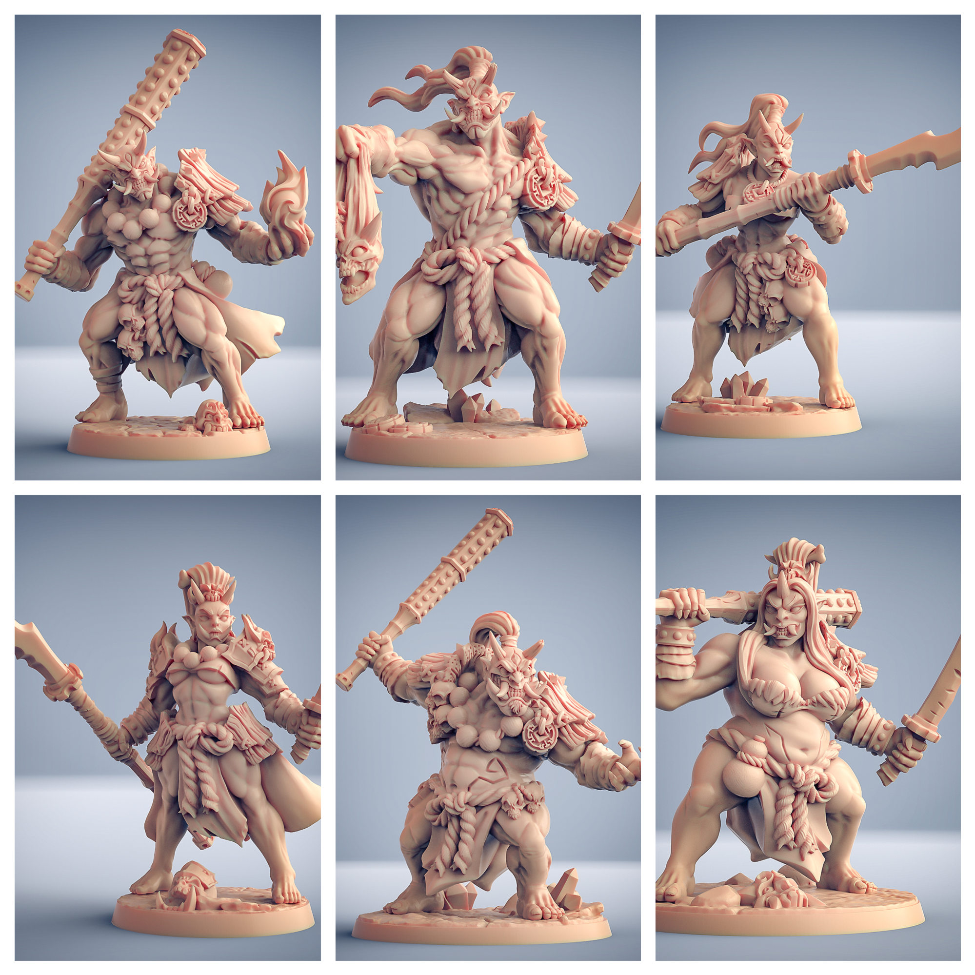 3D Printed Artisan Guild Oni Grunt Set Oni Clan 28mm 32mm