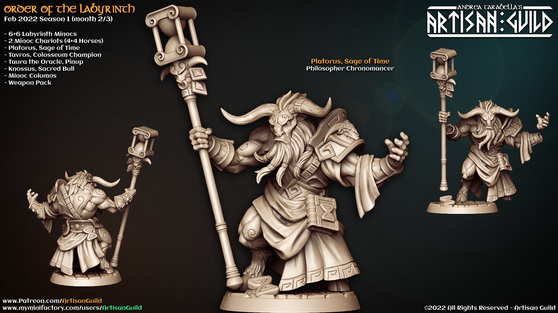 3D Printed Artisan Guild Platorus Sage of Time Order of the Labyrinth 28mm 32mm