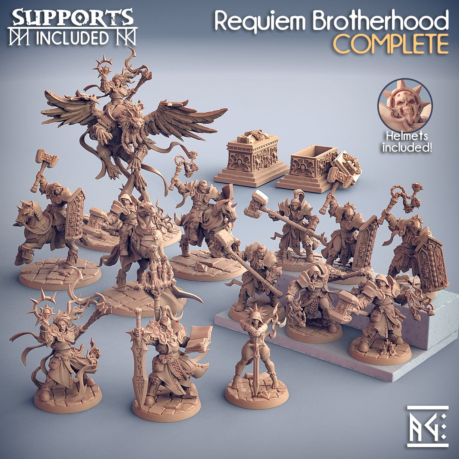 3D Printed Artisan Guild Requiem Heavy Cavalry The Requien Brotherhood 28mm 32mm