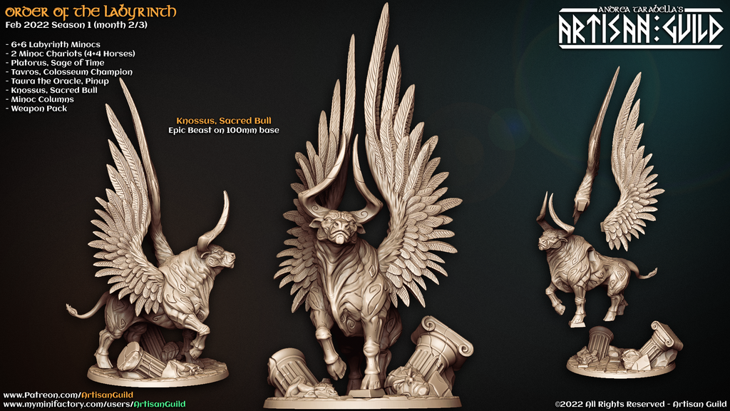 3D Printed Artisan Guild Sacred Bull Knossus Order of the Labyrinth 28mm 32mm