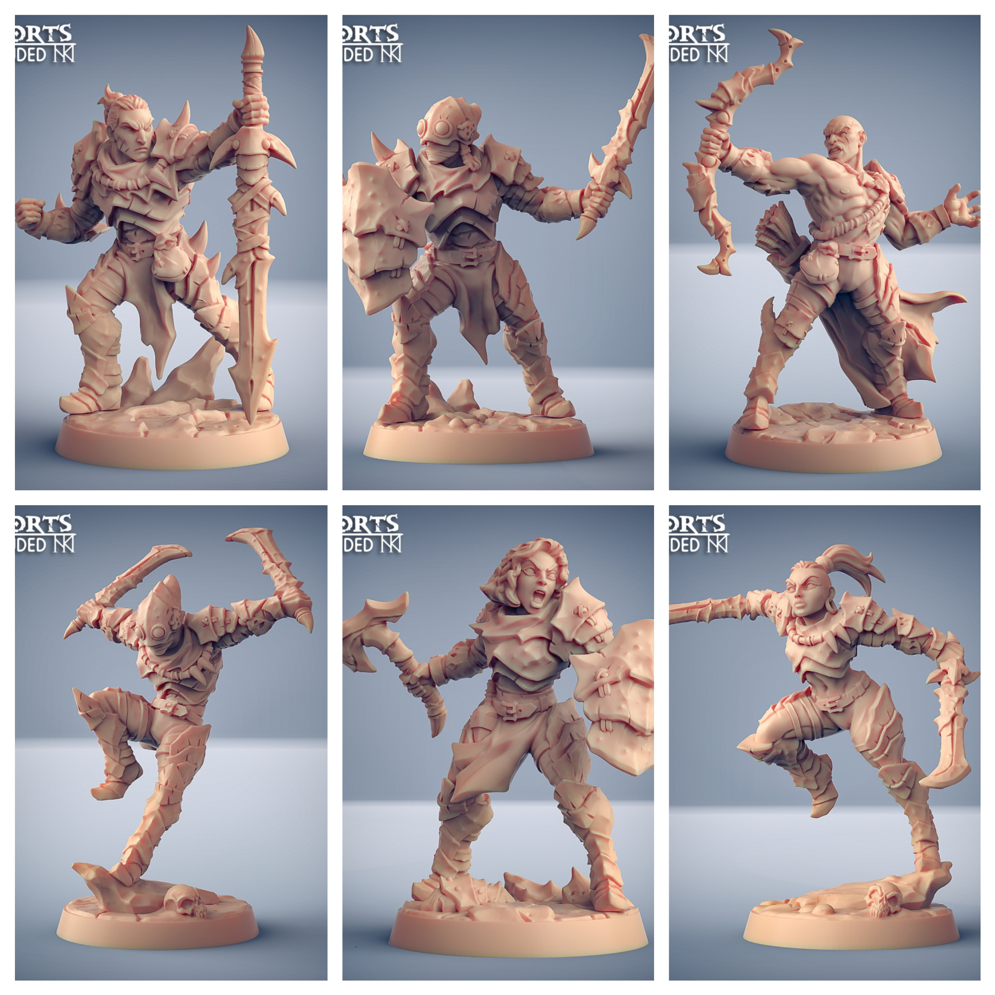 3D Printed Artisan Guild Scourgeland Survivor Set Scourgeland Survivors 28mm 32mm