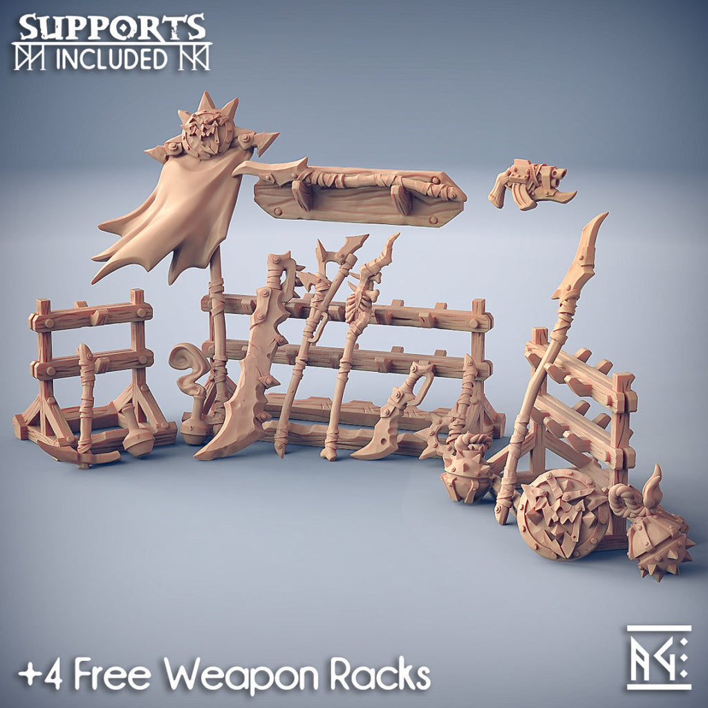 3D Printed Artisan Guild Sparksoot Goblin Weapons Rack Sparksoot Goblin Set 28mm 32mm