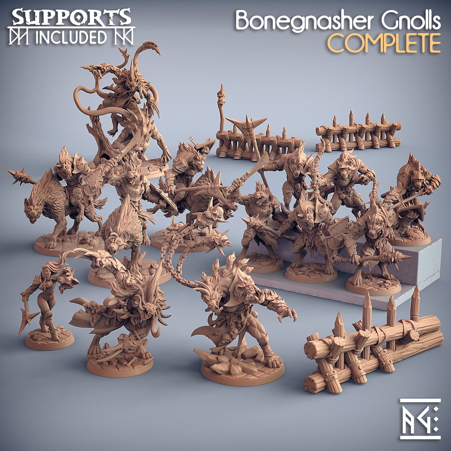 3D Printed Artisan Guild Standalone Hands and Weapons Bonegnasher Gnolls 28mm 32mm