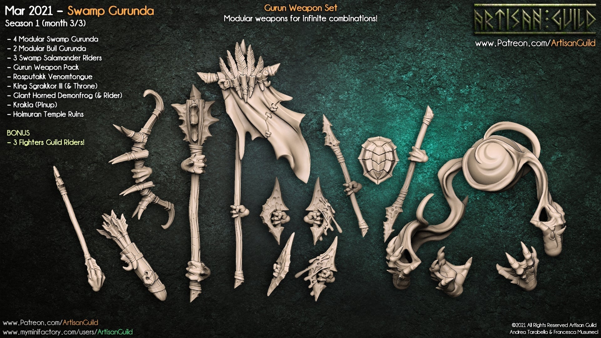 3D Printed Artisan Guild Swamp Gurunda Weapons Swamp Gurunda 28mm 32mm