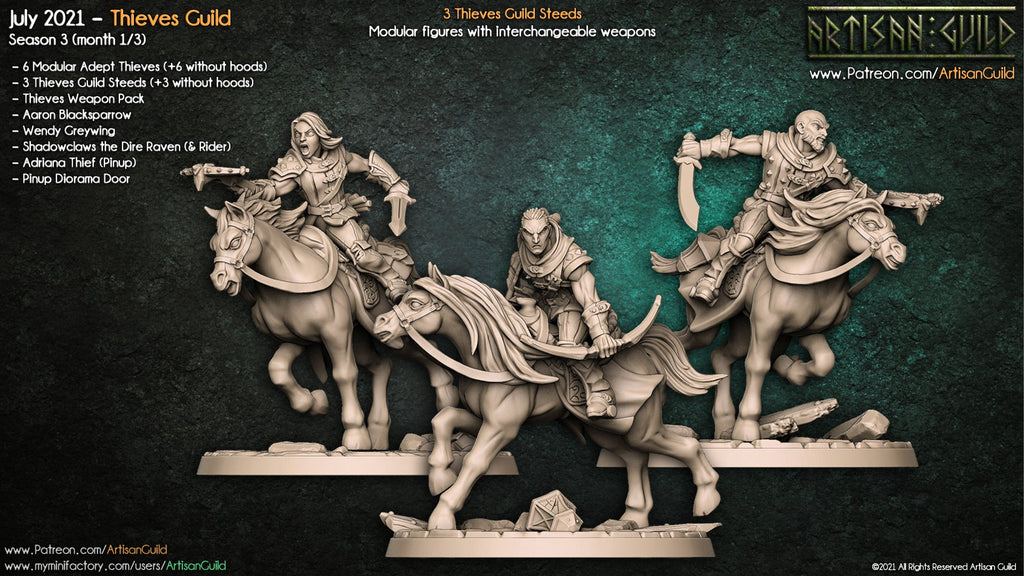 3D Printed Artisan Guild Thieves Guild Steeds Thieves Guild 28mm 32mm
