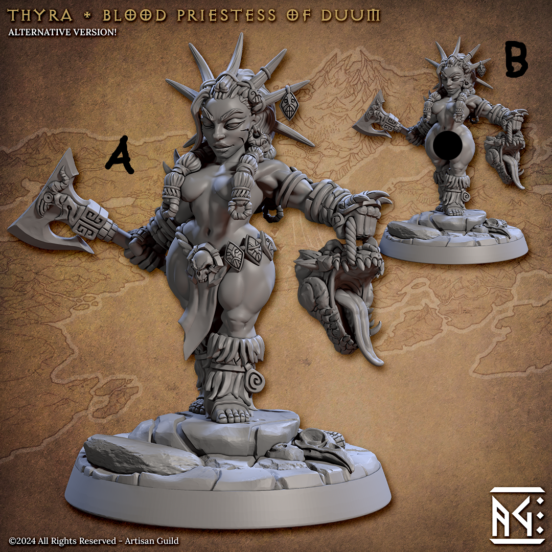 3D Printed Artisan Guild Thyra Blood Priestess of Duum Dwarf Berserkers Set 28mm 32mm