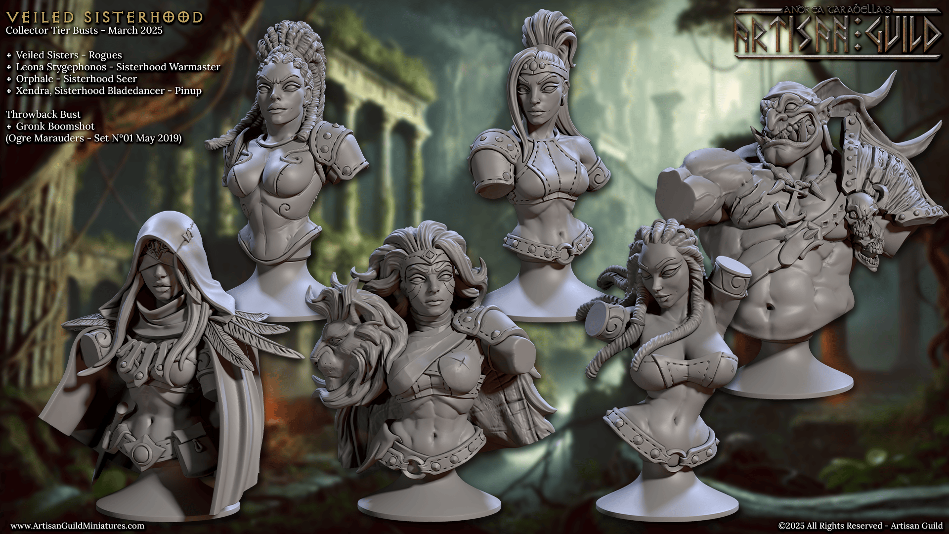 3D Printed Artisan Guild Veiled Sisterhood Bust Set 28mm 32mm