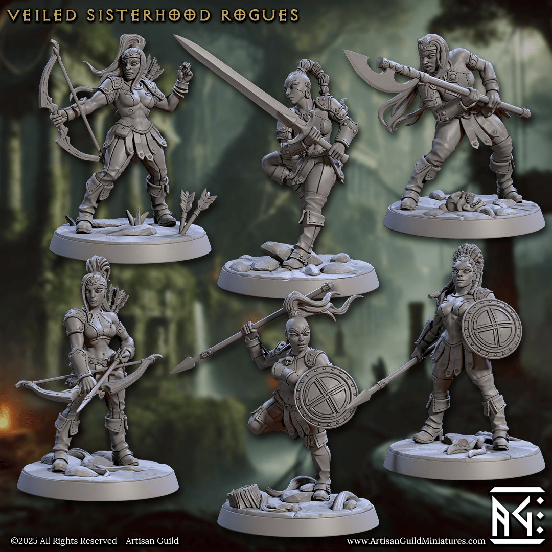 3D Printed Artisan Guild Veiled Sisterhood Rogues Veiled Sisterhood Set 28mm 32mm