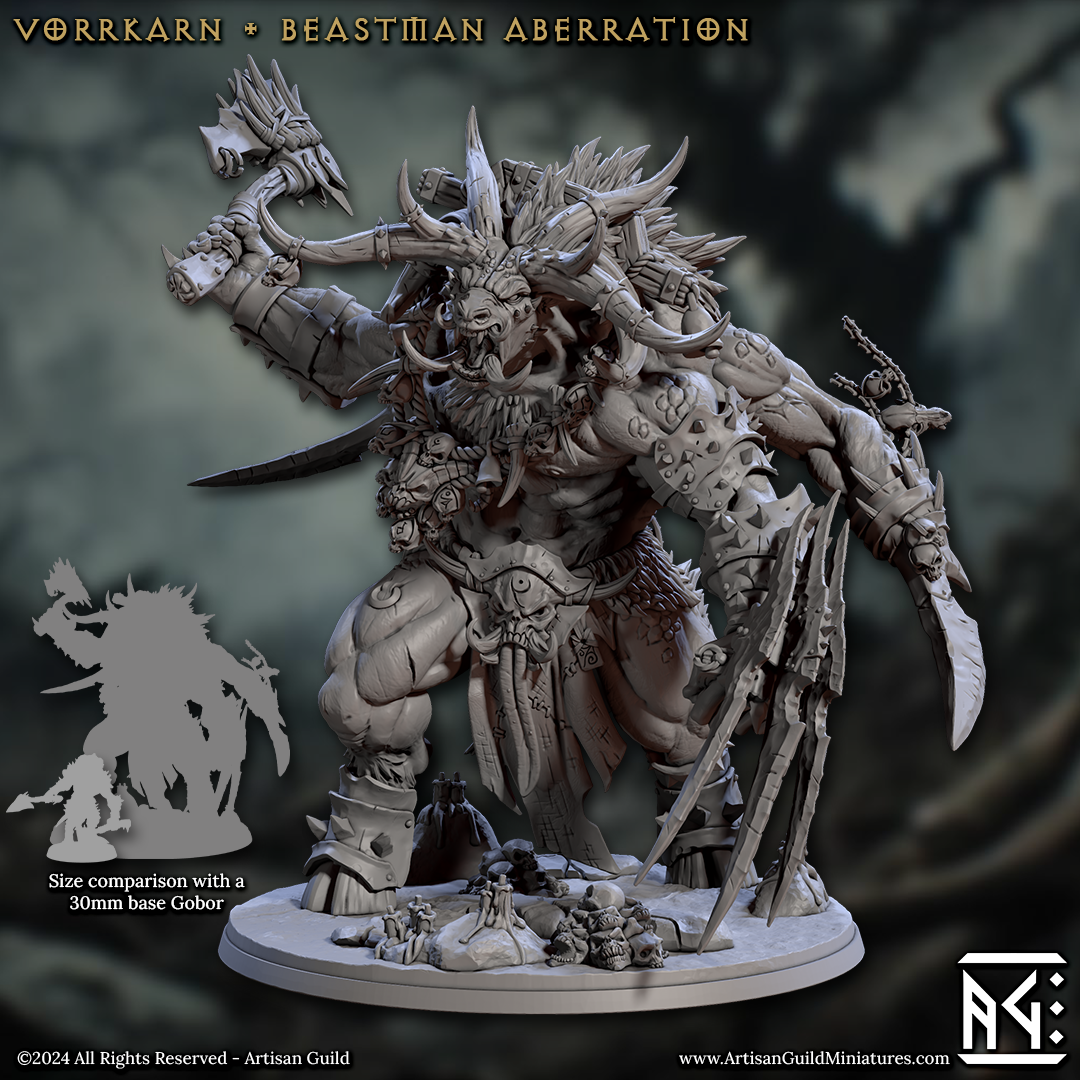 3D Printed Artisan Guild Vorrkarn Beastman Aberration Rise of the Beastmen Set 28mm 32mm