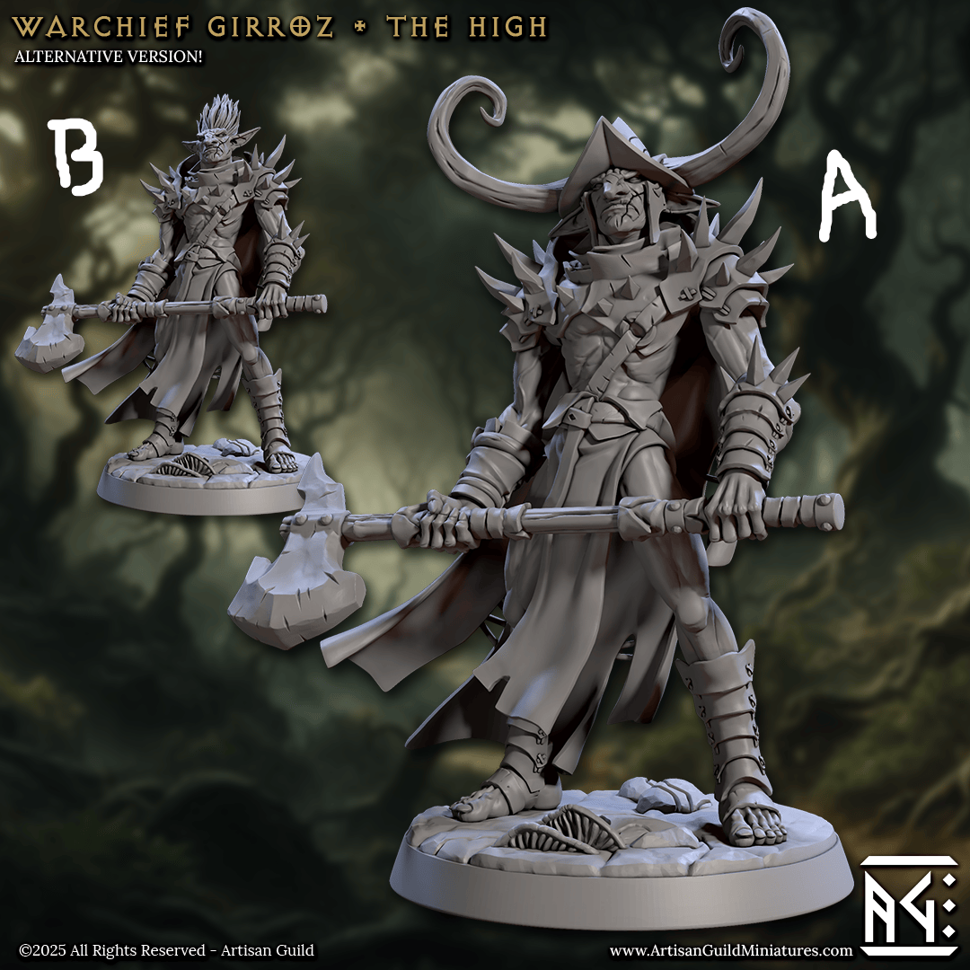 3D Printed Artisan Guild Warchief Girroz The High Faldorn Hobgoblin Set 28mm 32mm