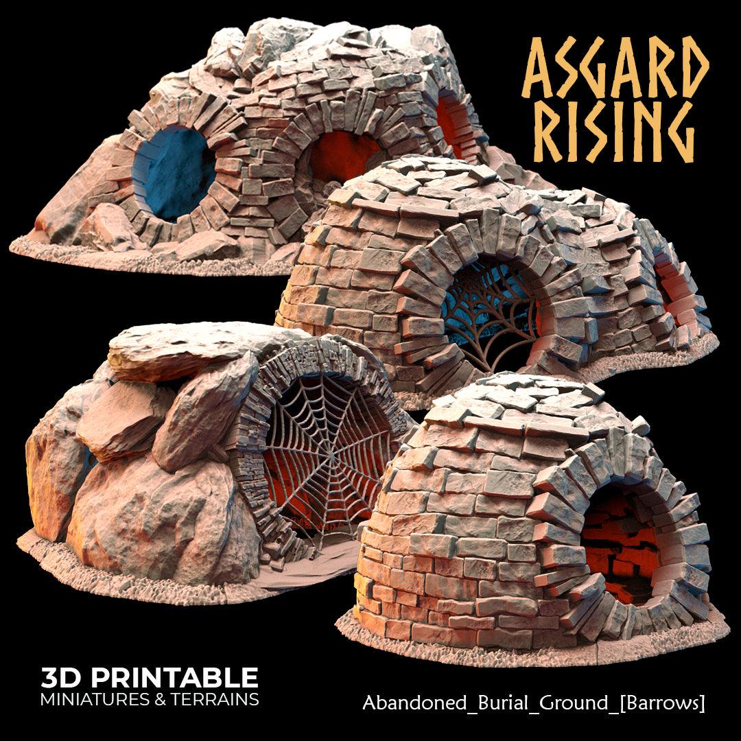 3D Printed Asgard Rising Abandoned Burial Ground Burrows 28 32 mm Wargaming DnD