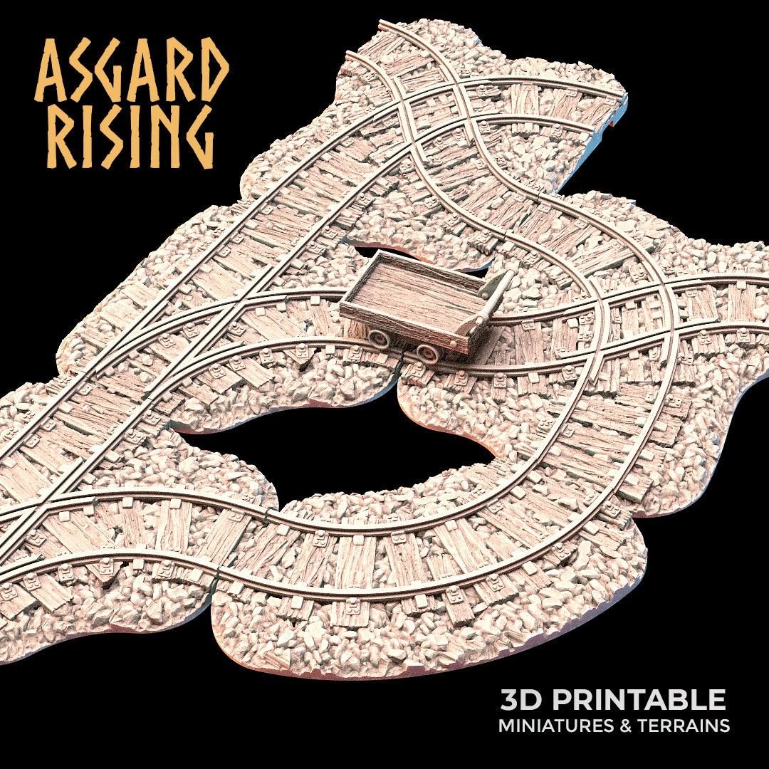 3D Printed Asgard Rising Advanced Dwarven Mines Underground Railroad 28mm - 32mm