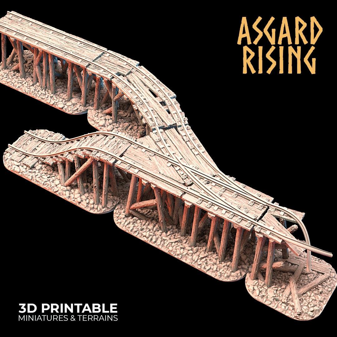 3D Printed Asgard Rising Advanced Dwarven Mines Underground Railroad 28mm - 32mm