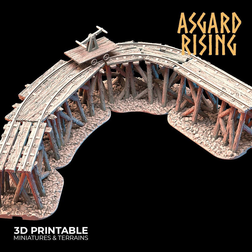 3D Printed Asgard Rising Advanced Dwarven Mines Underground Railroad 28mm - 32mm