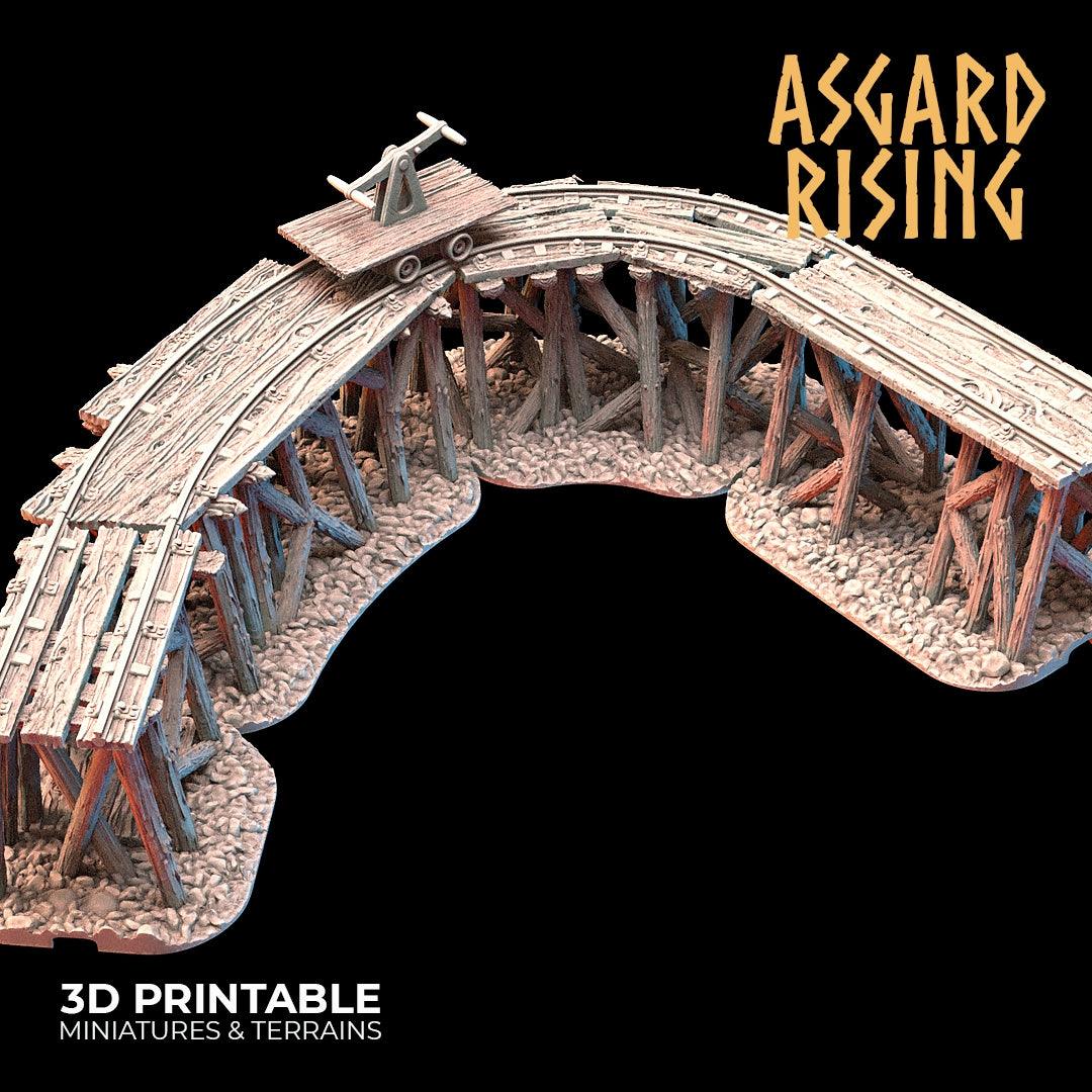3D Printed Asgard Rising Advanced Dwarven Mines Underground Railroad 28mm - 32mm