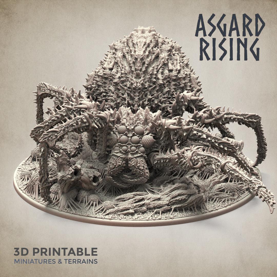 3D Printed Asgard Rising Ancient Spider Queen with Palanquin 32mm D&D
