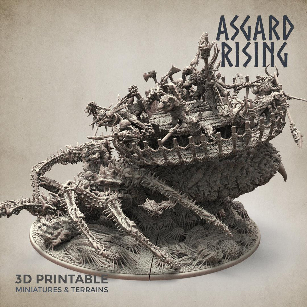 3D Printed Asgard Rising Ancient Spider Queen with Palanquin 32mm D&D
