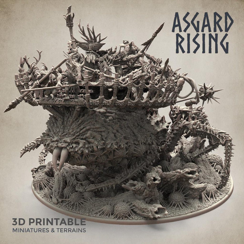 3D Printed Asgard Rising Ancient Spider Queen with Palanquin 32mm D&D