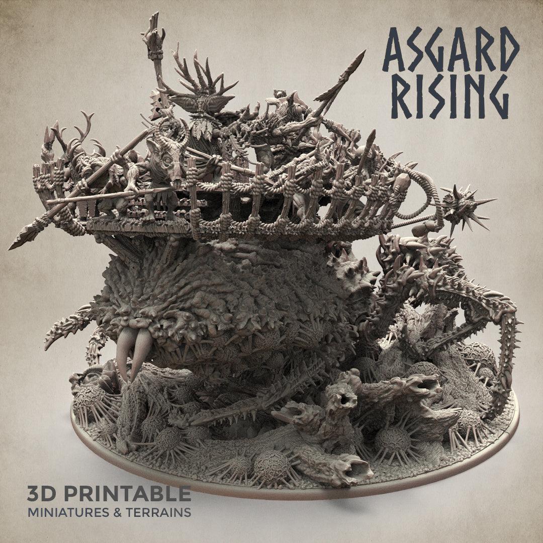 3D Printed Asgard Rising Ancient Spider Queen with Palanquin 32mm D&D