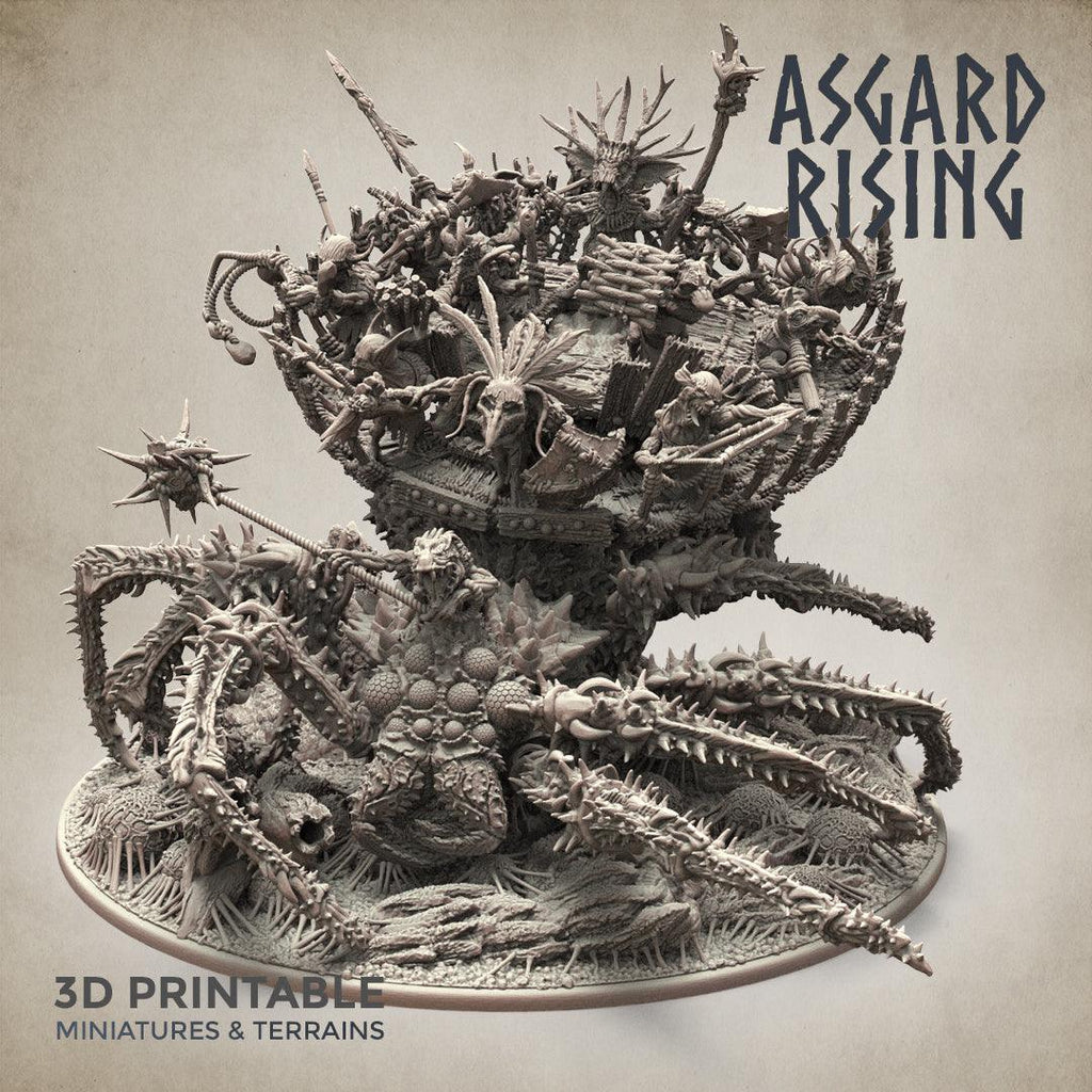 3D Printed Asgard Rising Ancient Spider Queen with Palanquin 32mm D&D