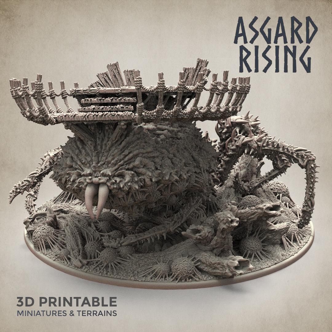 3D Printed Asgard Rising Ancient Spider Queen with Palanquin 32mm D&D
