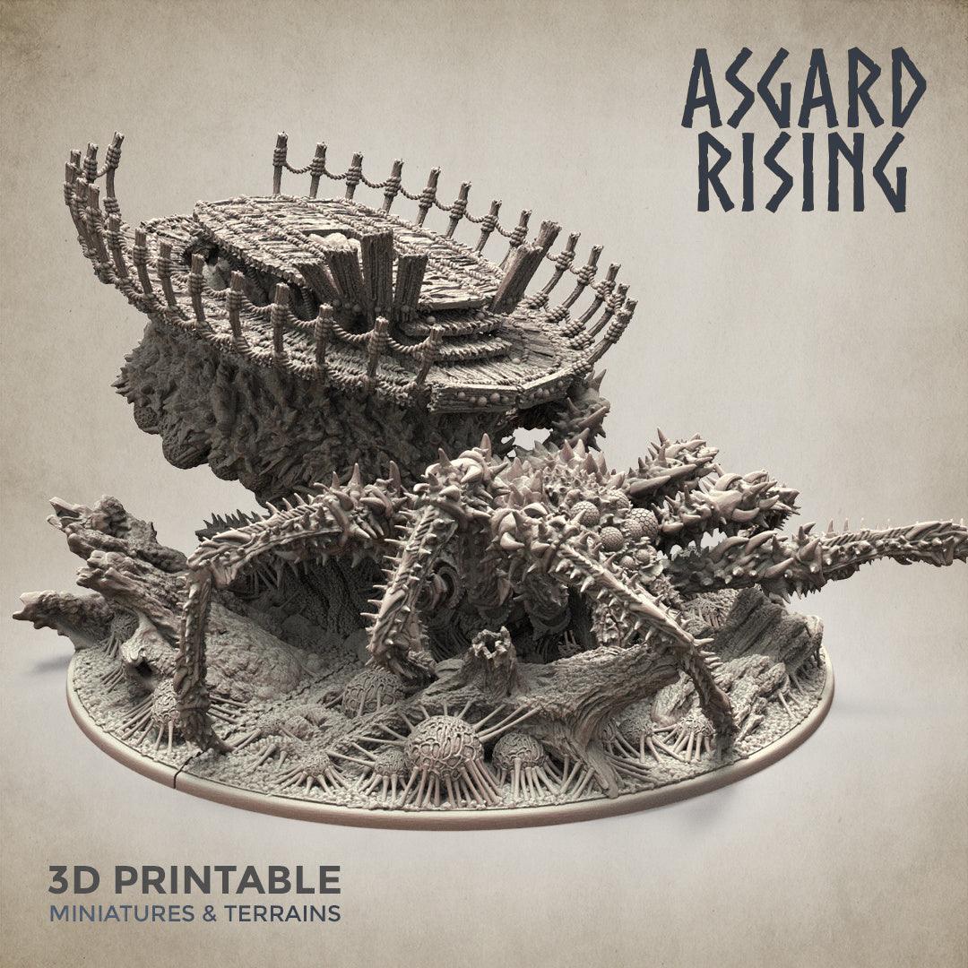 3D Printed Asgard Rising Ancient Spider Queen with Palanquin 32mm D&D