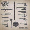 3D Printed Asgard Rising Axe and Sword Weapon Set 3 - 32mm D&D