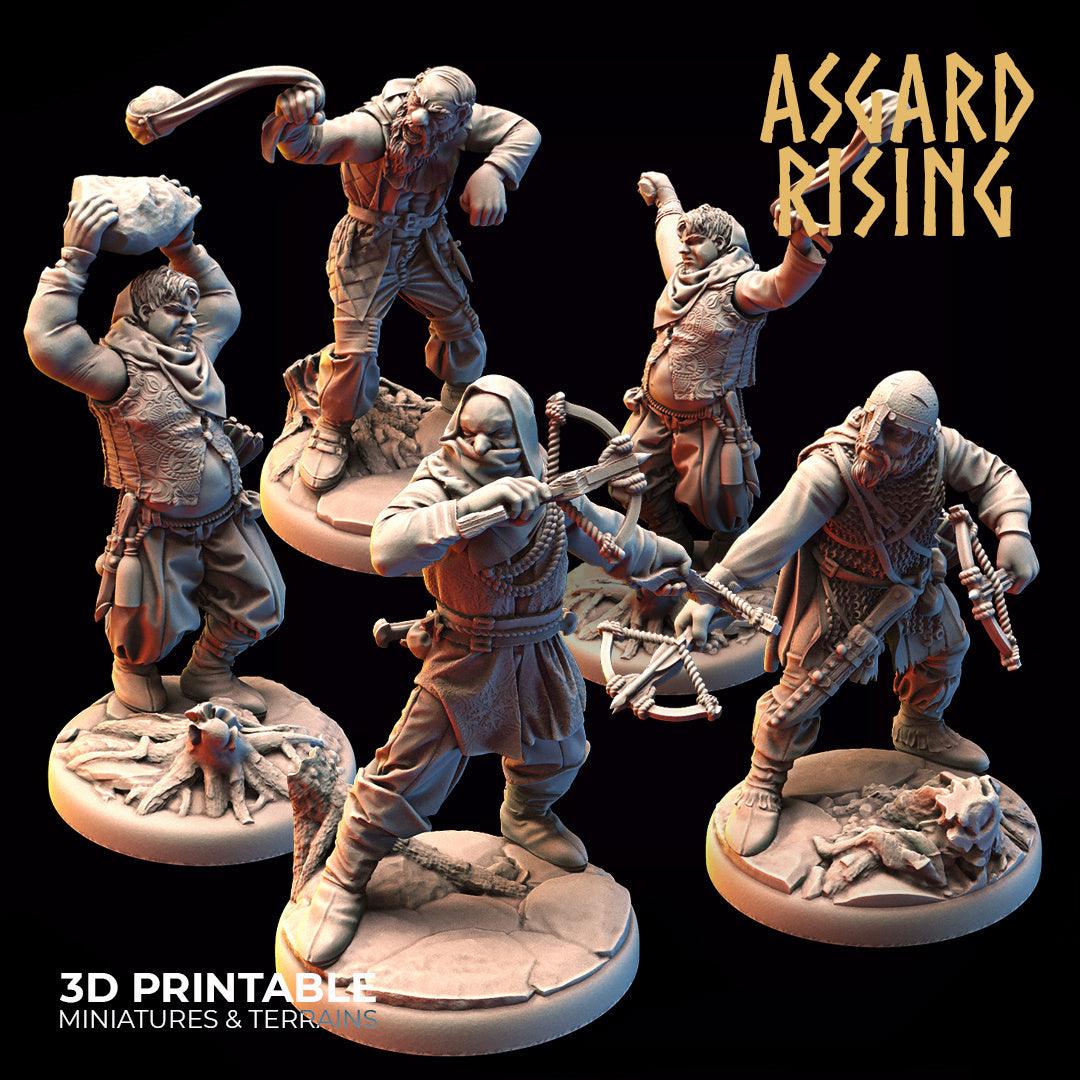3D Printed Asgard Rising Bandit Deserters Slingers Modular Warband 28mm - 32mm