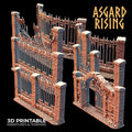 3D Printed Asgard Rising Cemetery Iron Wall Gate Set A 28mm-32mm Ragnarok D&D