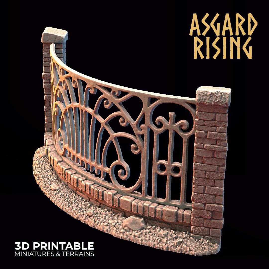 3D Printed Asgard Rising Cemetery Iron Wall Gate Set B 28mm-32mm Ragnarok D&D