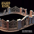 3D Printed Asgard Rising Cemetery Iron Wall Gate Set C 28mm-32mm Ragnarok D&D