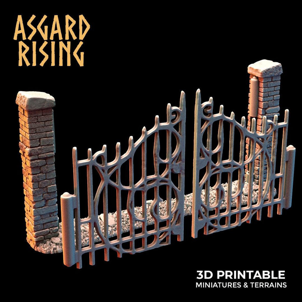 3D Printed Asgard Rising Cemetery Stone Wall Fence Set 28mm-32mm Ragnarok D&D