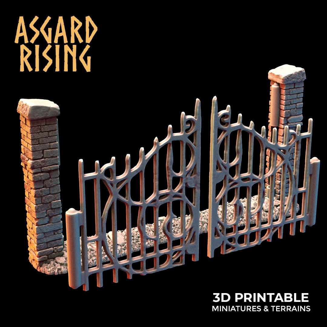 3D Printed Asgard Rising Cemetery Stone Wall Fence Set 28mm-32mm Ragnarok D&D