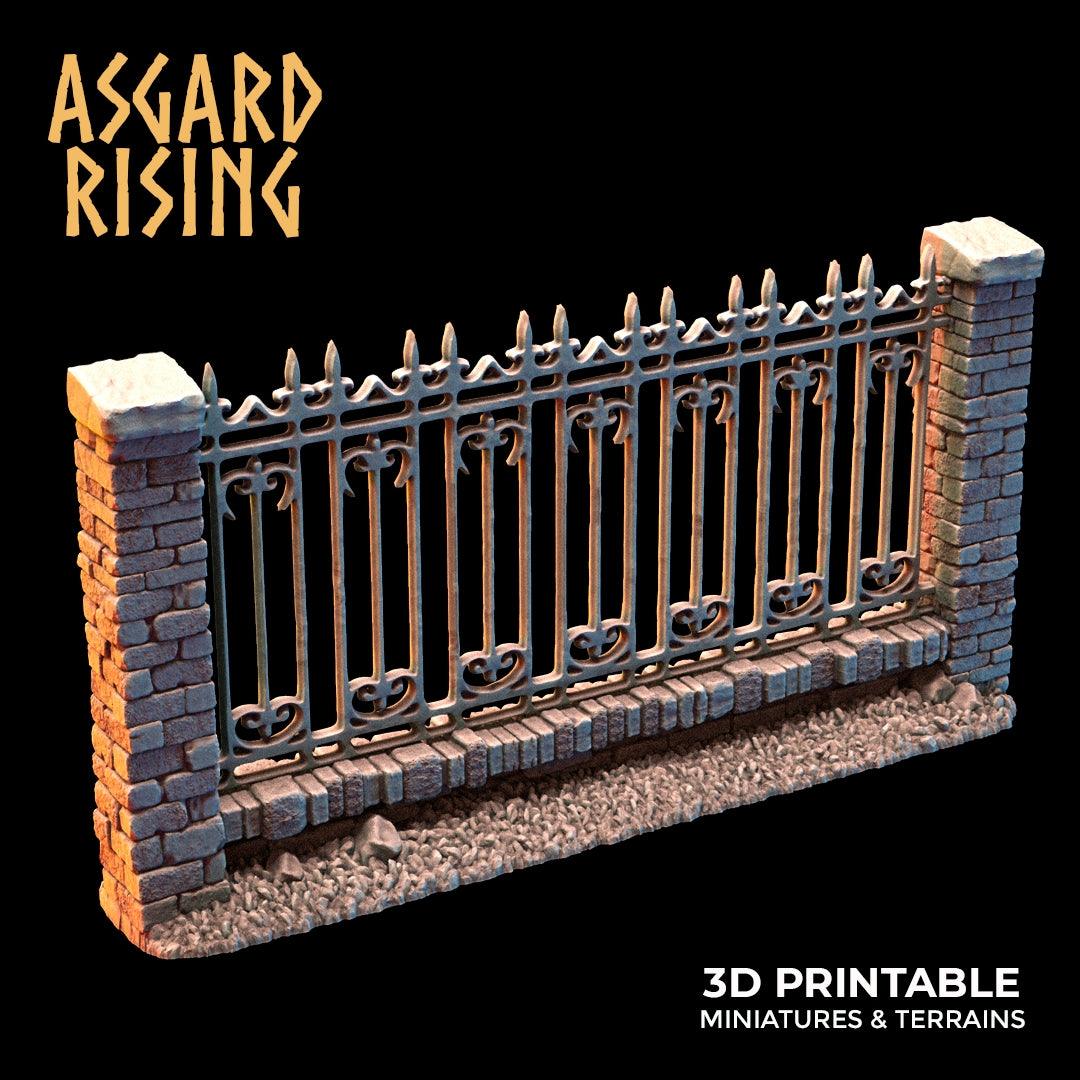3D Printed Asgard Rising Cemetery Stone Wall Fence Set 28mm-32mm Ragnarok D&D