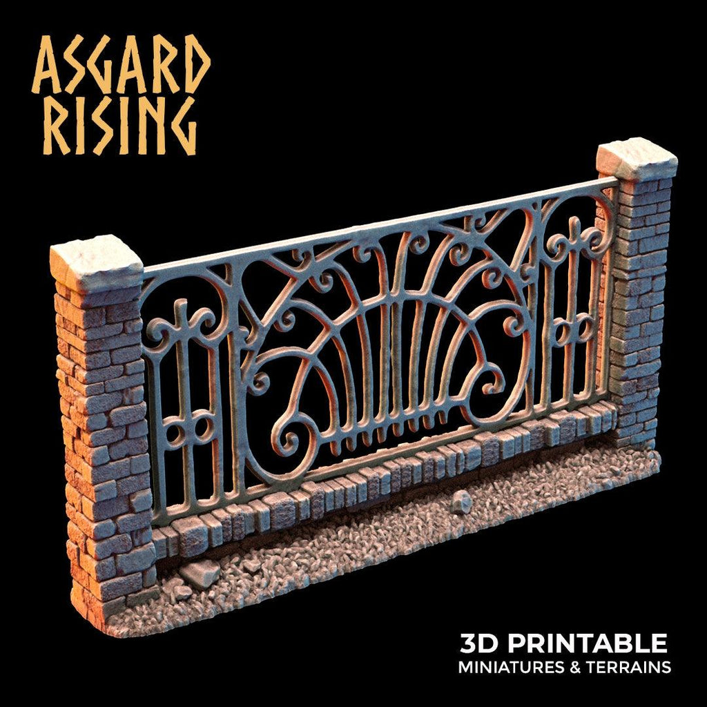 3D Printed Asgard Rising Cemetery Stone Wall Fence Set 28mm-32mm Ragnarok D&D