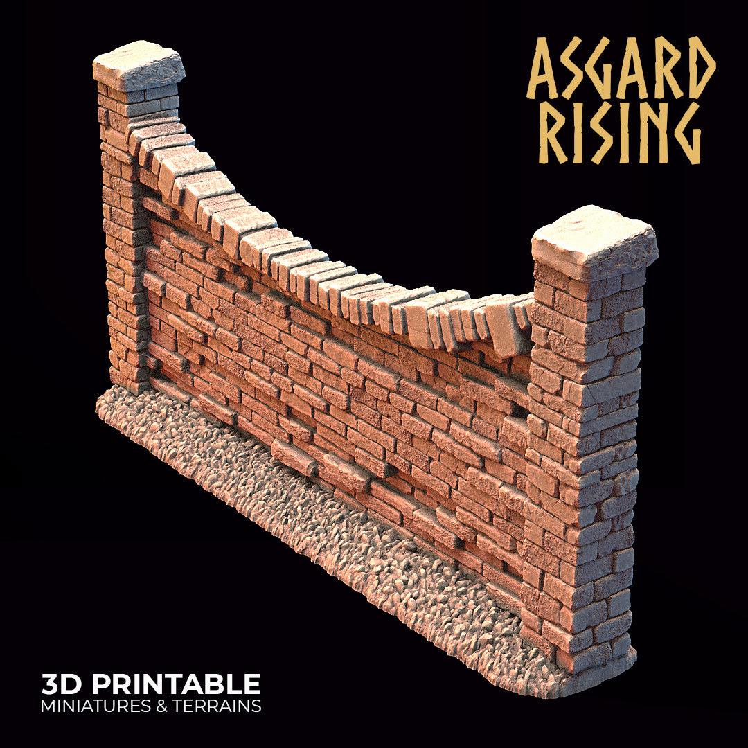 3D Printed Asgard Rising Cemetery Stone Wall Gate Set A 28mm-32mm Ragnarok D&D