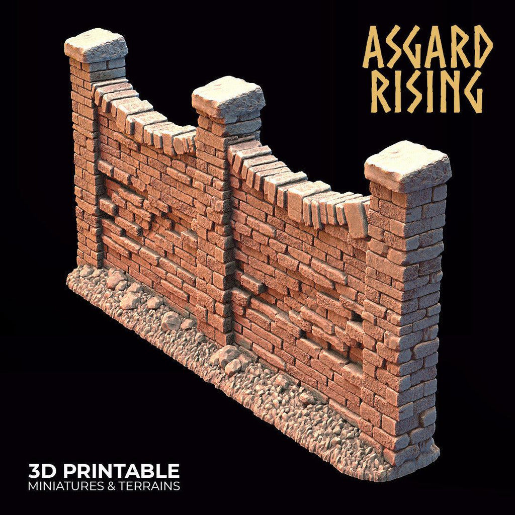 3D Printed Asgard Rising Cemetery Stone Wall Gate Set A 28mm-32mm Ragnarok D&D