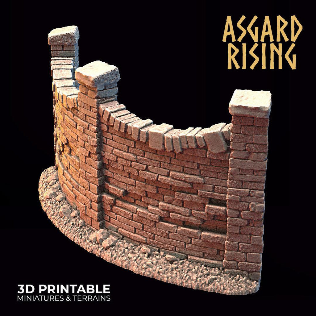 3D Printed Asgard Rising Cemetery Stone Wall Gate Set A 28mm-32mm Ragnarok D&D