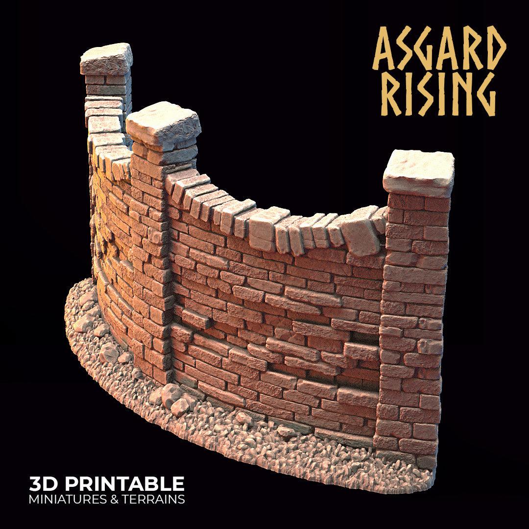 3D Printed Asgard Rising Cemetery Stone Wall Gate Set A 28mm-32mm Ragnarok D&D