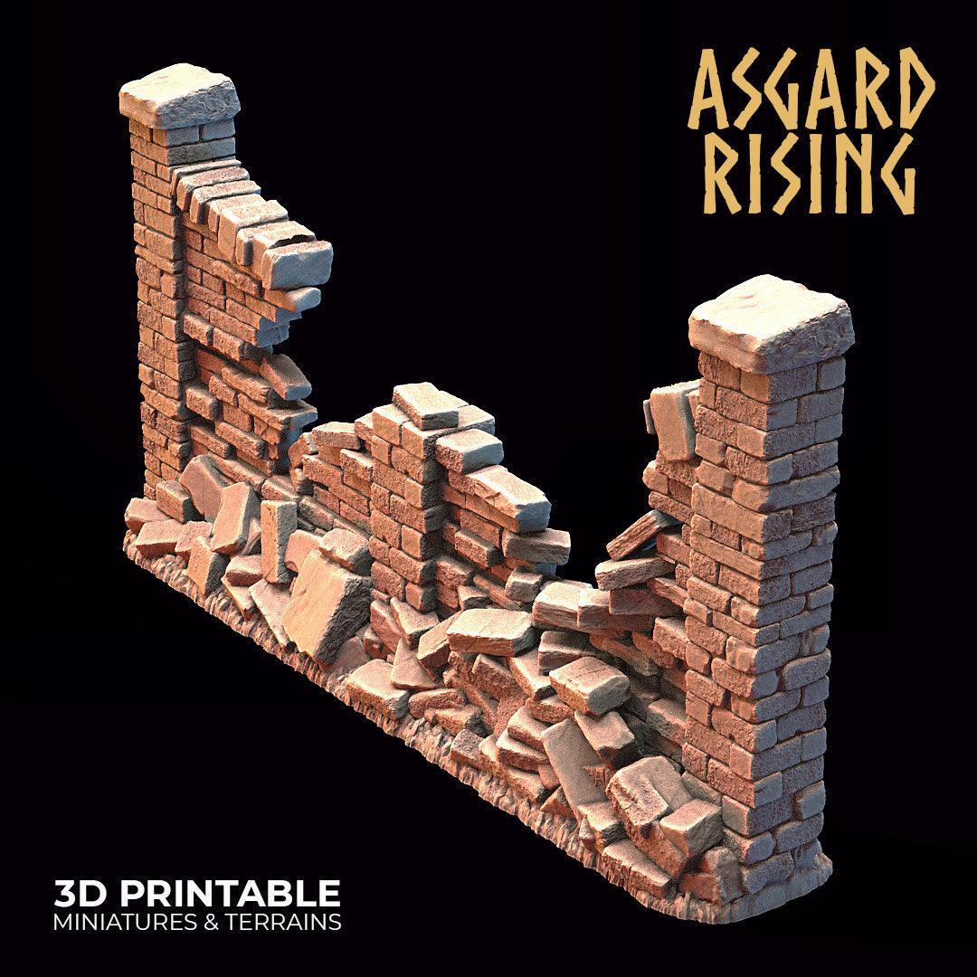 3D Printed Asgard Rising Cemetery Stone Wall Gate Set A 28mm-32mm Ragnarok D&D