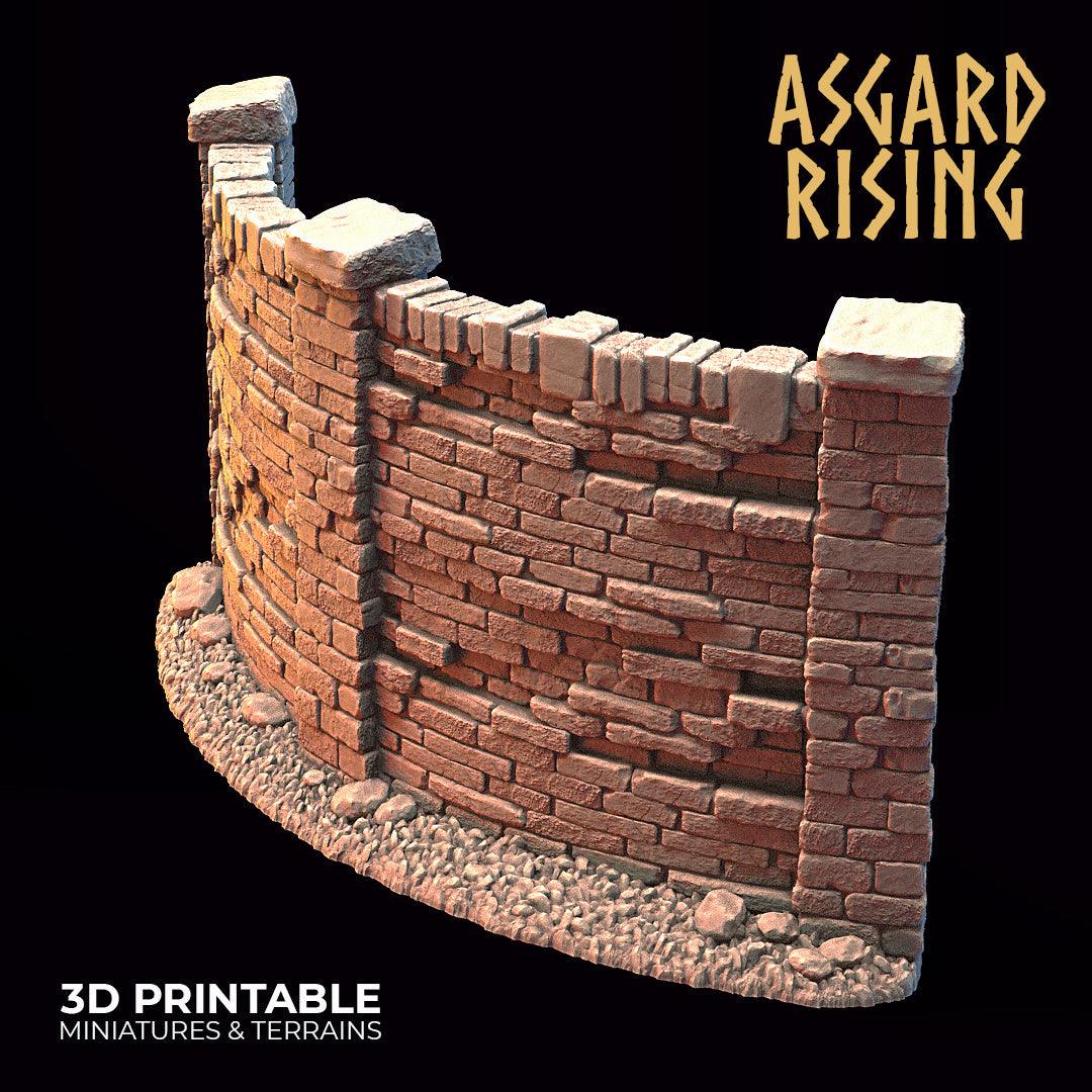 3D Printed Asgard Rising Cemetery Stone Wall Gate Set B 28mm-32mm Ragnarok D&D