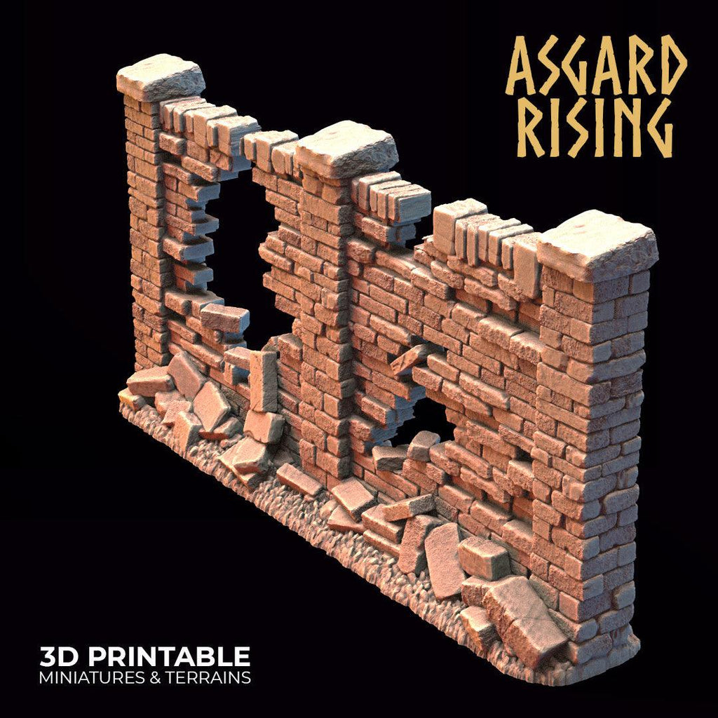 3D Printed Asgard Rising Cemetery Stone Wall Gate Set B 28mm-32mm Ragnarok D&D